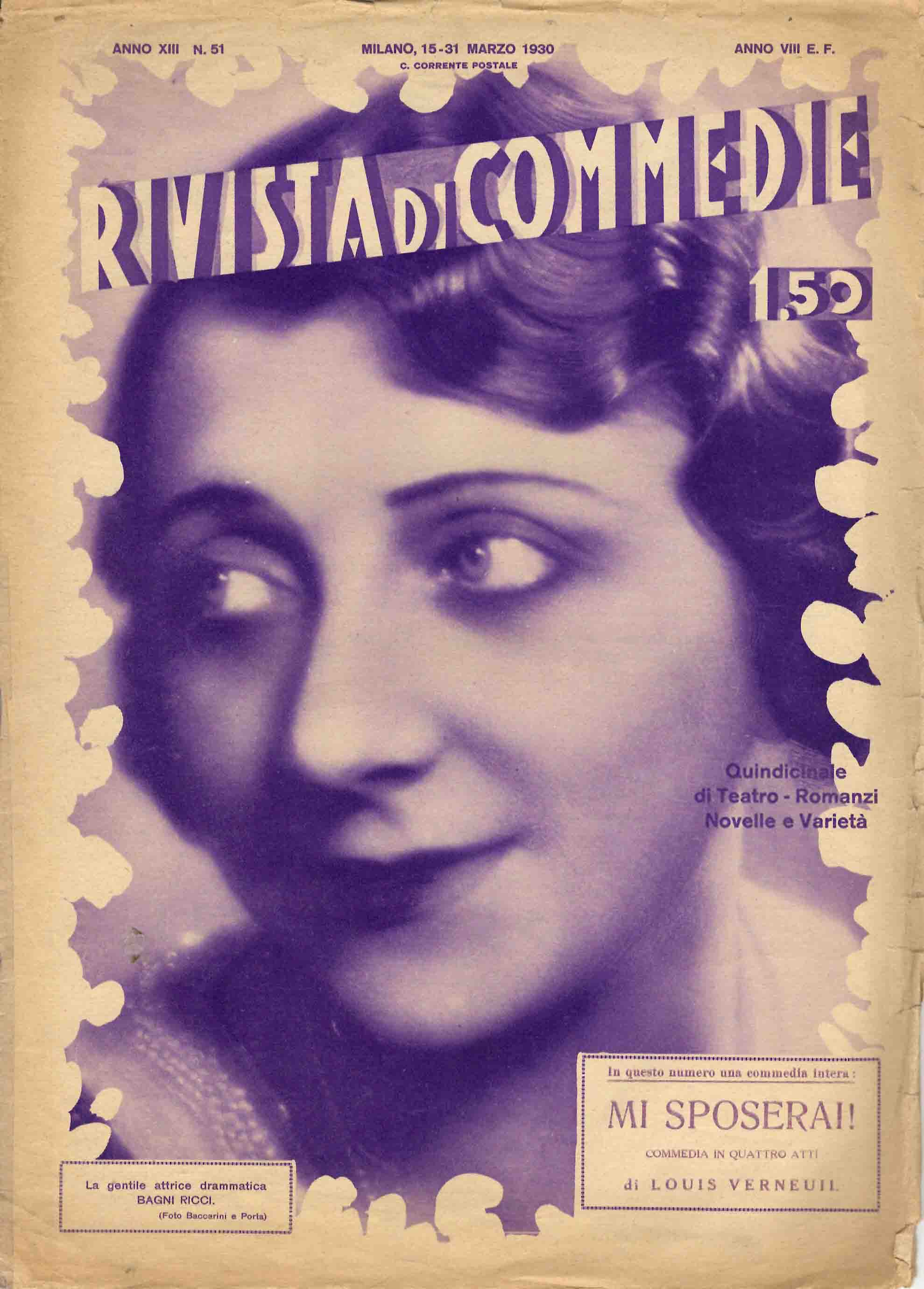 Rivista di Commedie. Quindicinale di Teatro Romanzi Novelle e Varietà